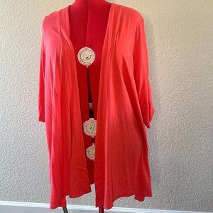 Catherines Coral Kimono Wrap-elastic cinched back and sleeves Women's Plus 2X